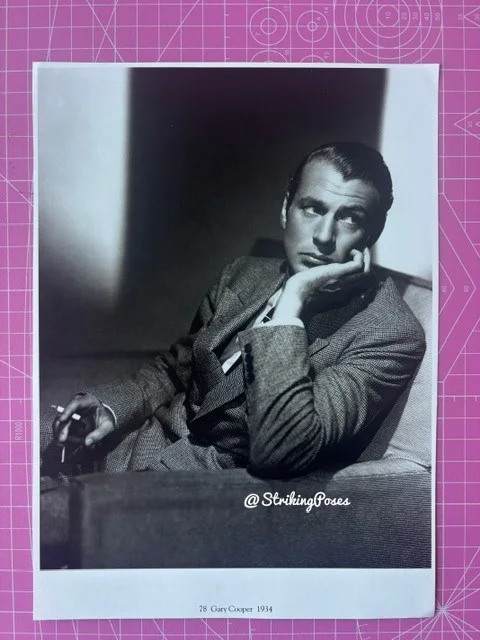 Repro 8x10 clipping GARY COOPER film star 1930s actor pin up double sided D5, image 2