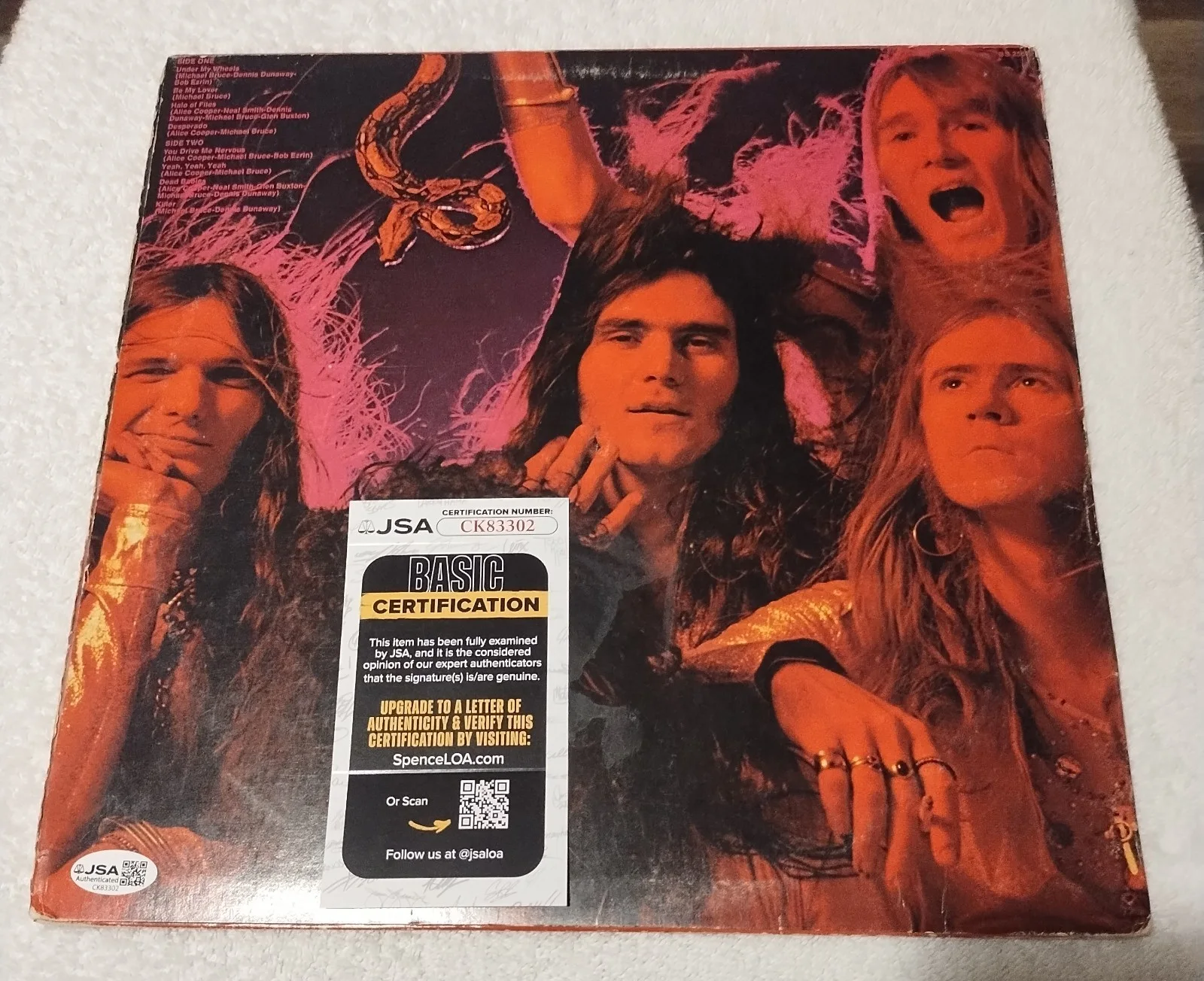 ALICE COOPER SIGNED KILLER VINYL LP ORIGINAL PRESSING RARE COA BLLION DOLLAR JSA, image 2