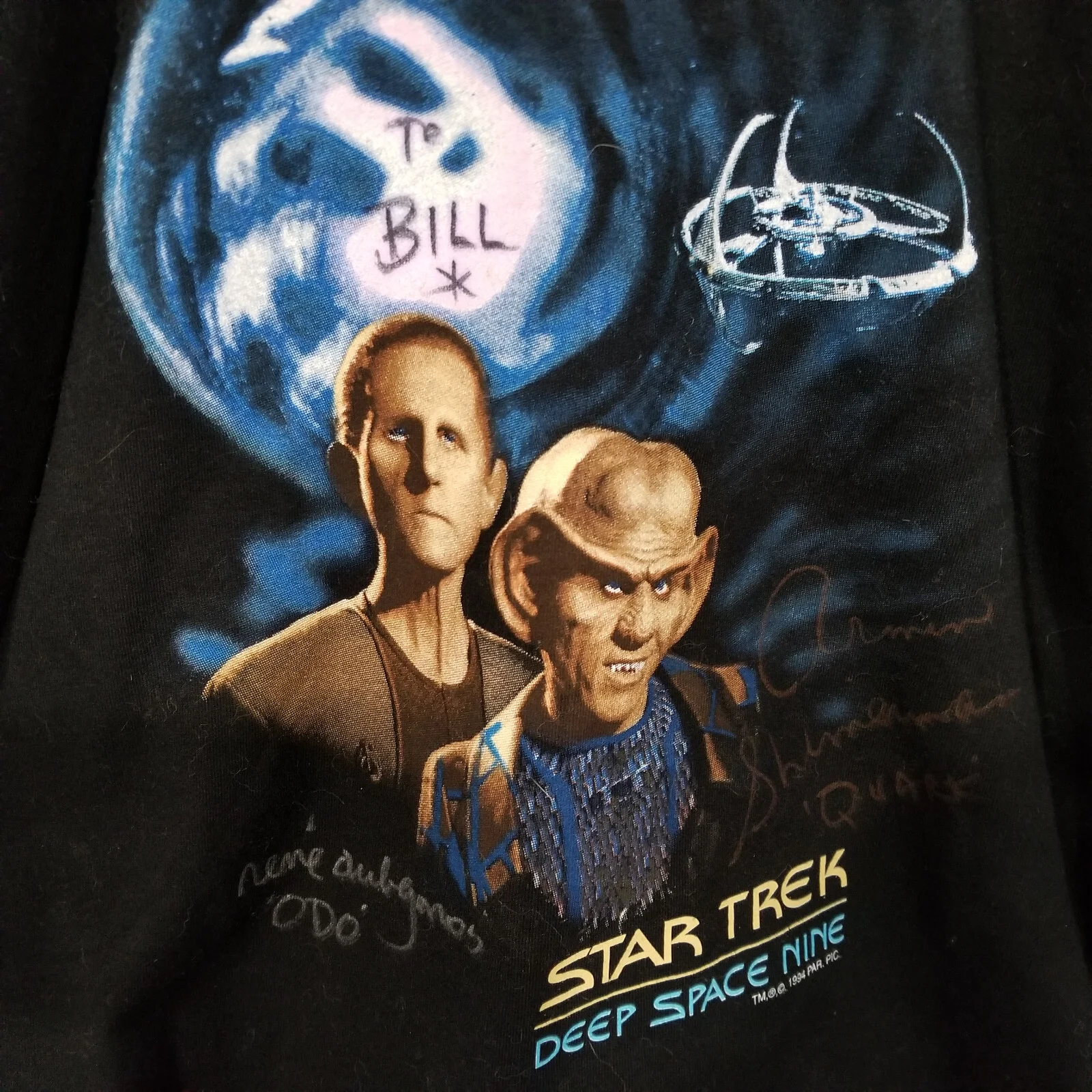 Armin Shimerman and Rene Auberjonois — DS-9 Odo Quark Auberjonois Shimerman Autographed T-shirt Provenance Never Worn