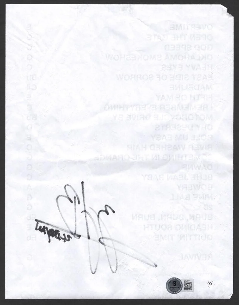 Zach Bryan — Zach Bryan Signed Autograph Original August 2025 Red Rocks Set List Beckett COA, изображение 2