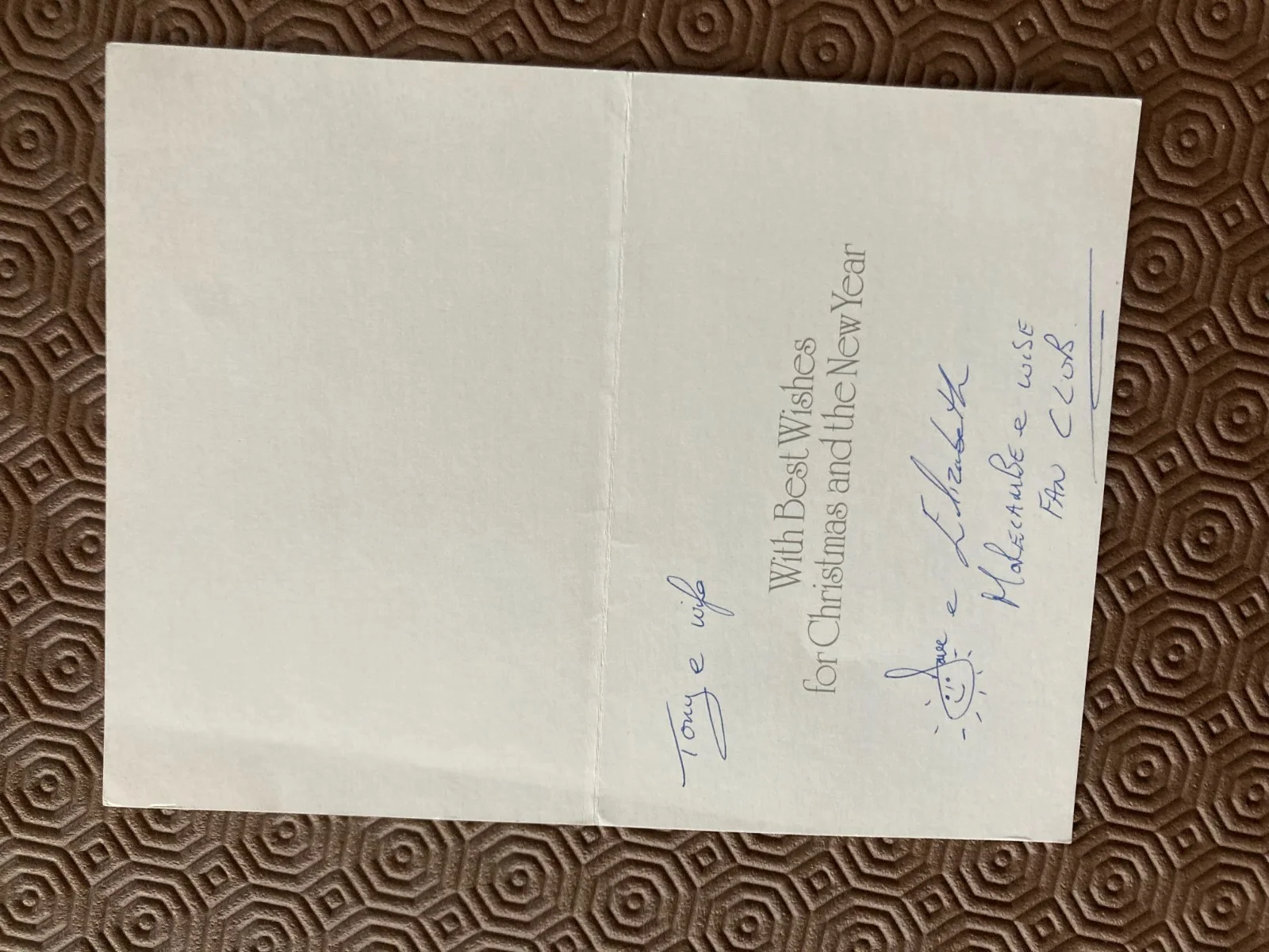 Ernie Wise Eric Morecambe fan club christmas card from president, image 2