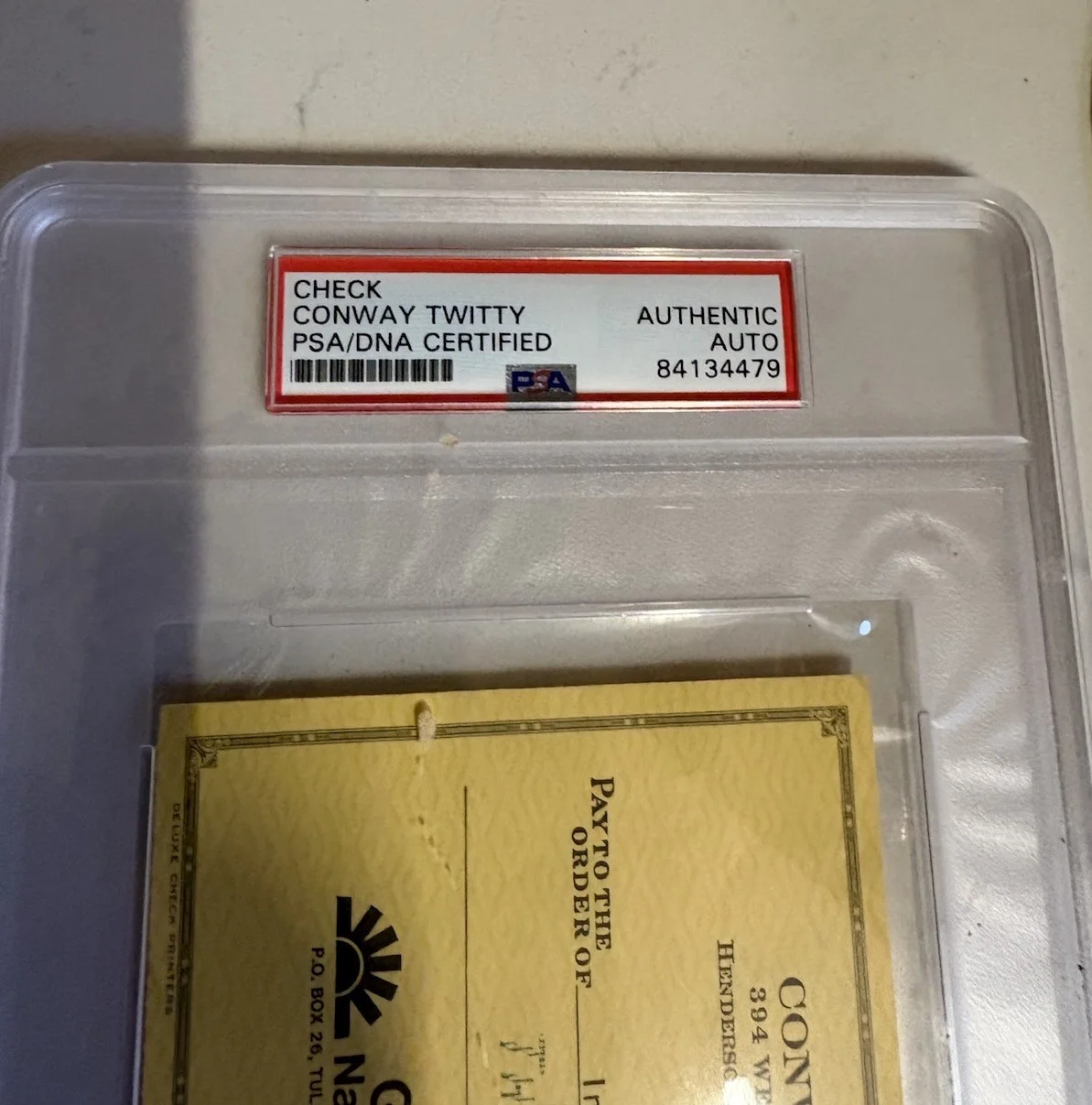 CONWAY TWITTY Signed RARE Slabbed Encapsulated IRS 1977 Check PSA DNA, image 2