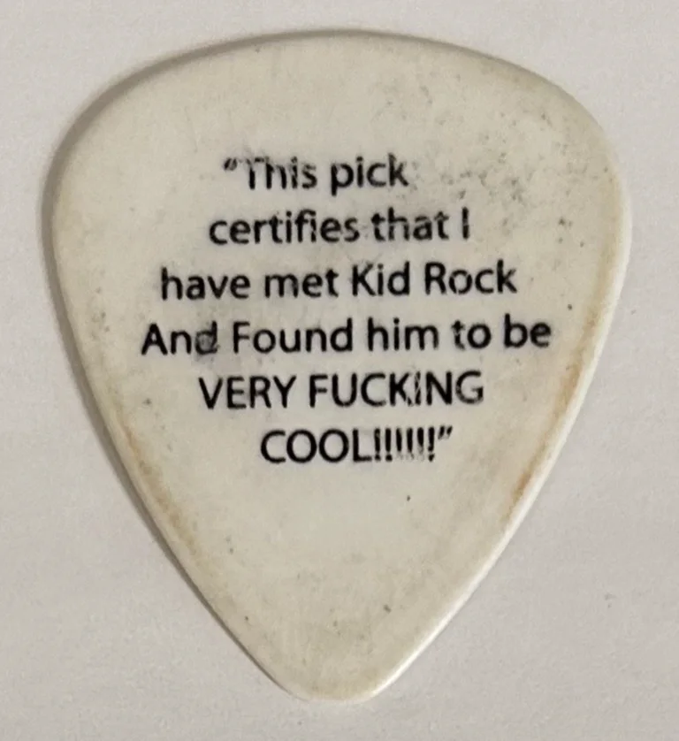 Kid Rock Tour Guitar Pick - Made in Detroit - White/Black, image 2