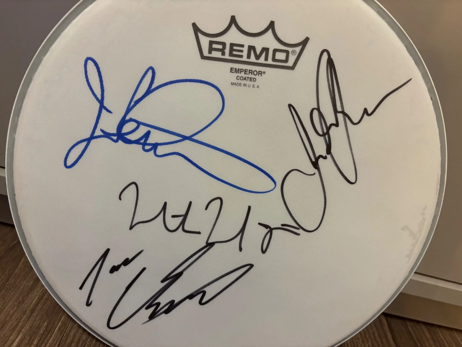 DREAM THEATRE SIGNED AUTOGRAPHED REMO DRUMHEAD RARE X4 JOHN PETRUCCI METAL, изображение 2