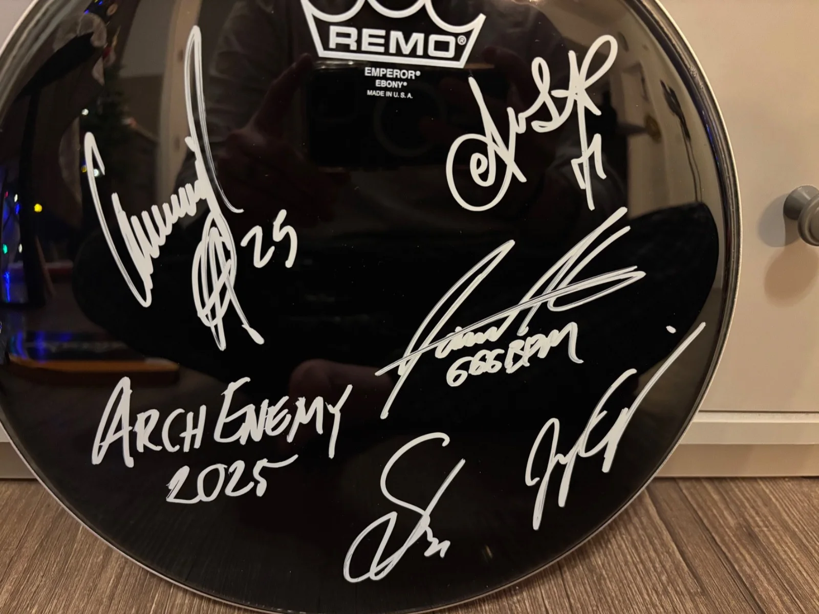 ARCH ENEMY SIGNED AUTOGRAPHED REMO DRUMHEAD RARE *COMPLETED* ALISSA WHITE GLUZ, image 2