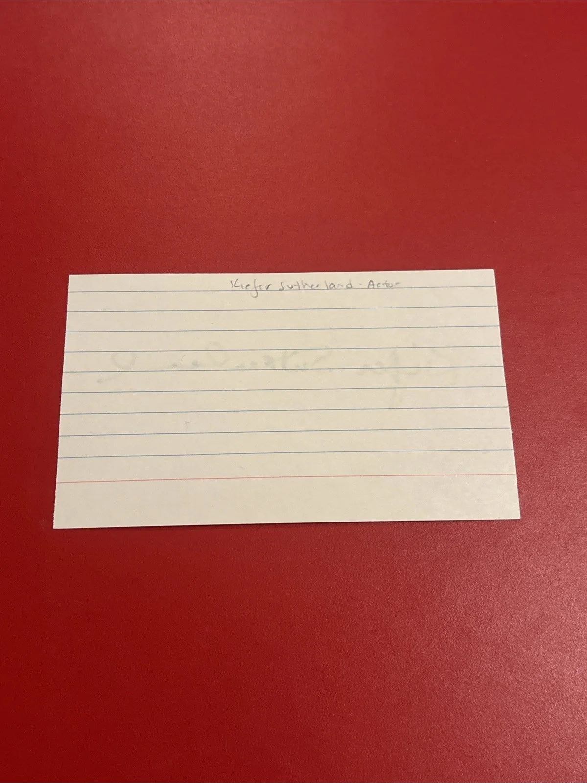 Kiefer Sutherland — Kiefer Sutherland Autographed index card, image 2
