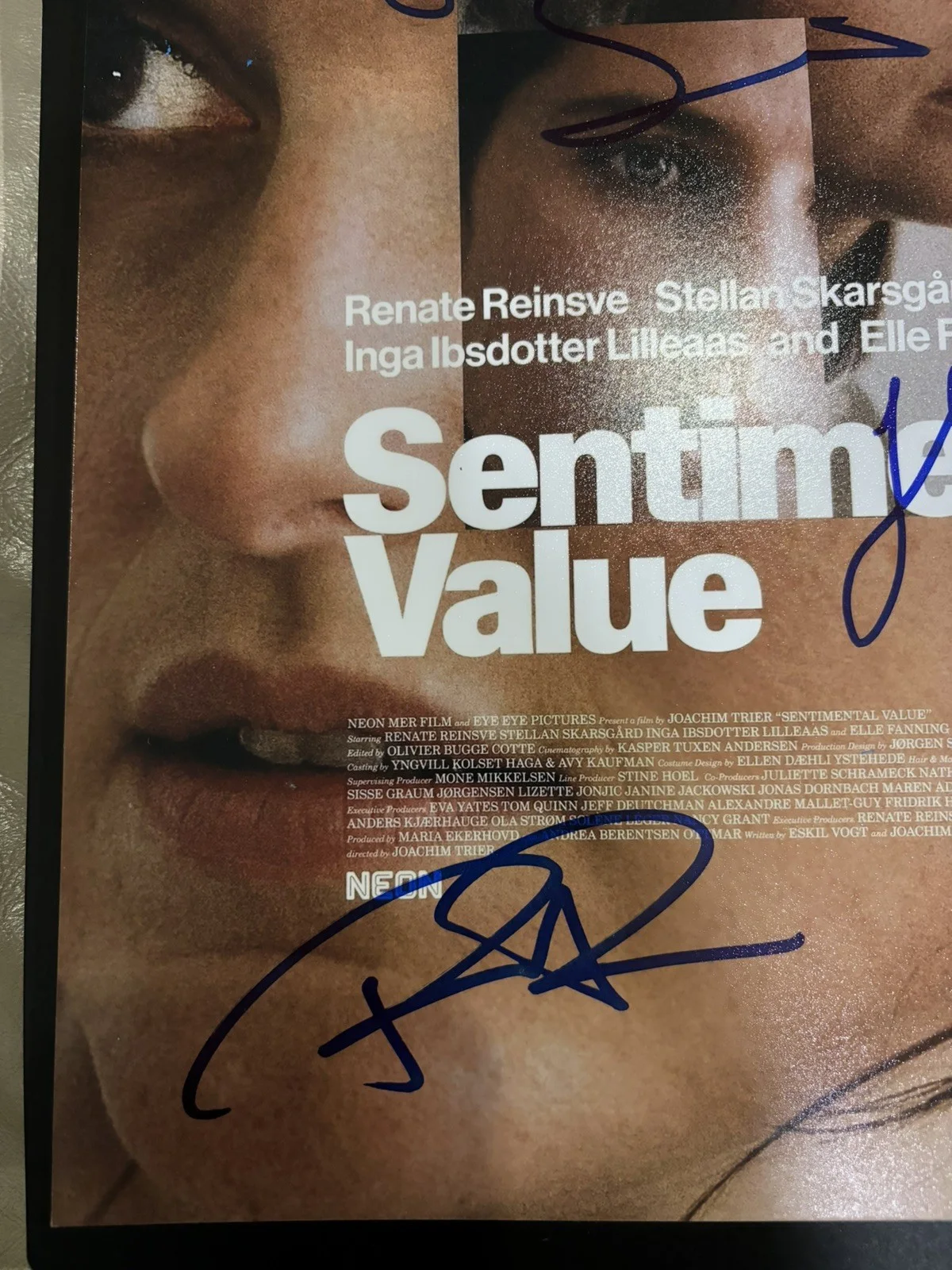 Renate Reinsve, Stellan Skarsgård, Elle Fanning, Joachim Trier — Sentimental Value 11x17 Photo Signed by Renate Reinsve, Stellan Skarsgård +2