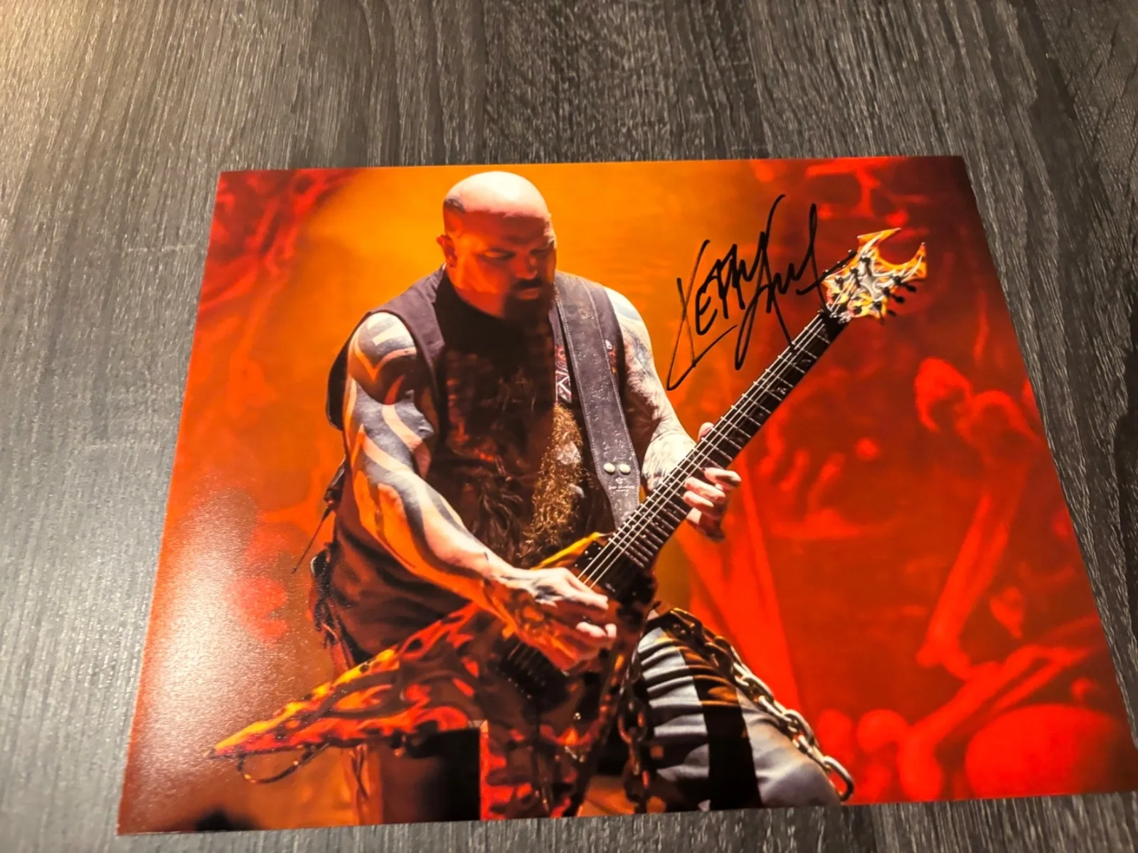 KERRY KING SIGNED AUTOGRAPHED 8X10 PHOTO RARE IN PERSON SLAYER METAL LIVE SHOT, изображение 2