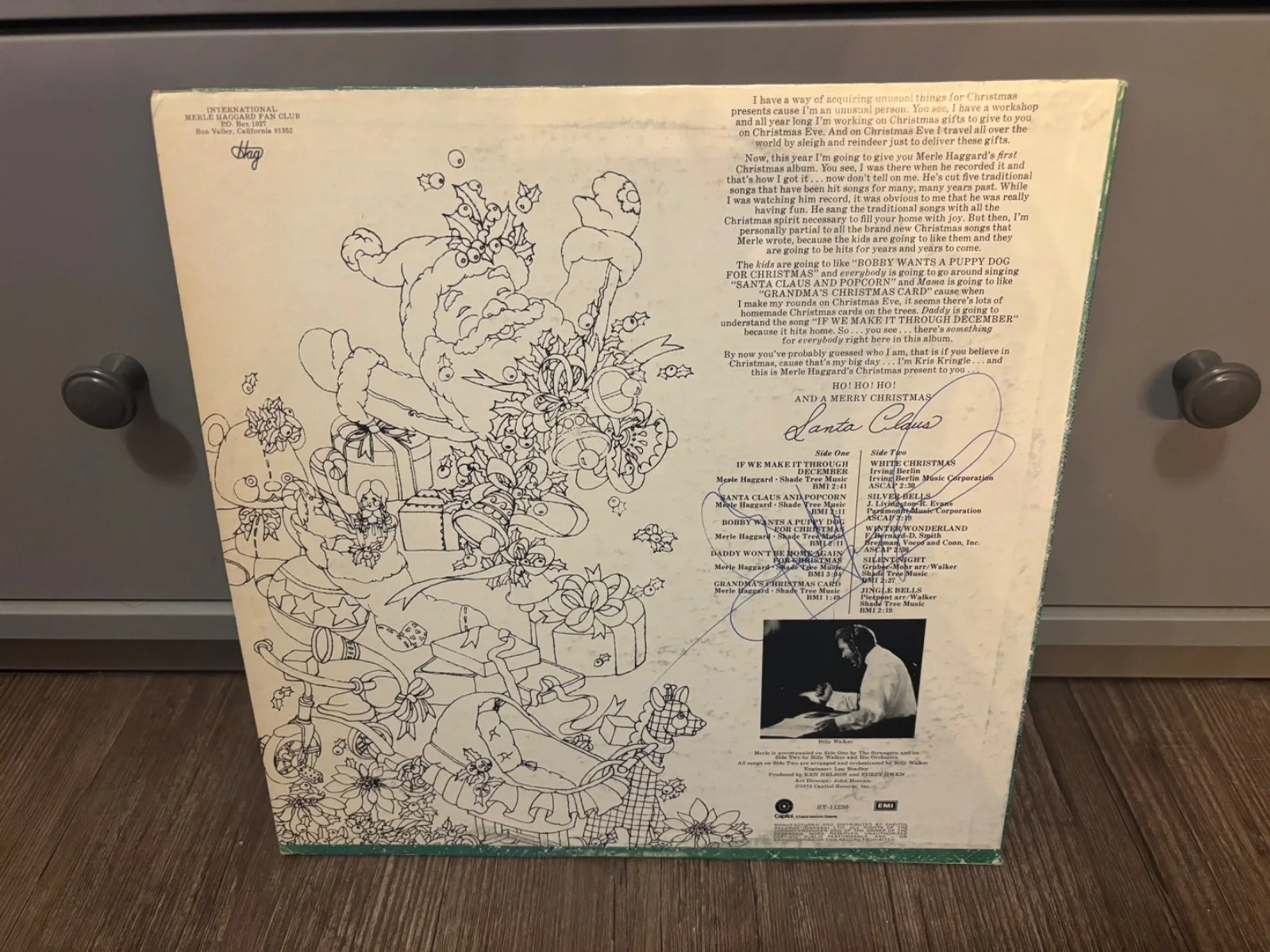 MERLE HAGGARD SIGNED AUTOGRAPHED LP VINYL CHRISTMAS IN PERSON RARE VINTAGE, изображение 2
