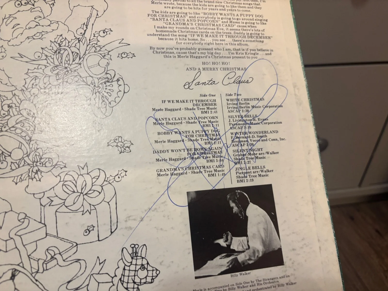 MERLE HAGGARD SIGNED AUTOGRAPHED LP VINYL CHRISTMAS IN PERSON RARE VINTAGE, изображение 3