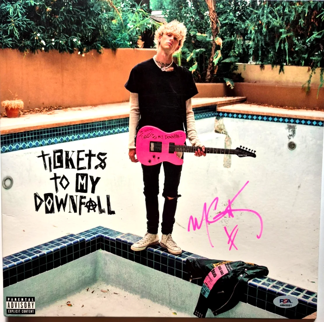 MACHINE GUN KELLY SIGNED AUTOGRAPHED TICKETS TO MY DOWNFALL ALBUM VINYL PSA COA, изображение 2