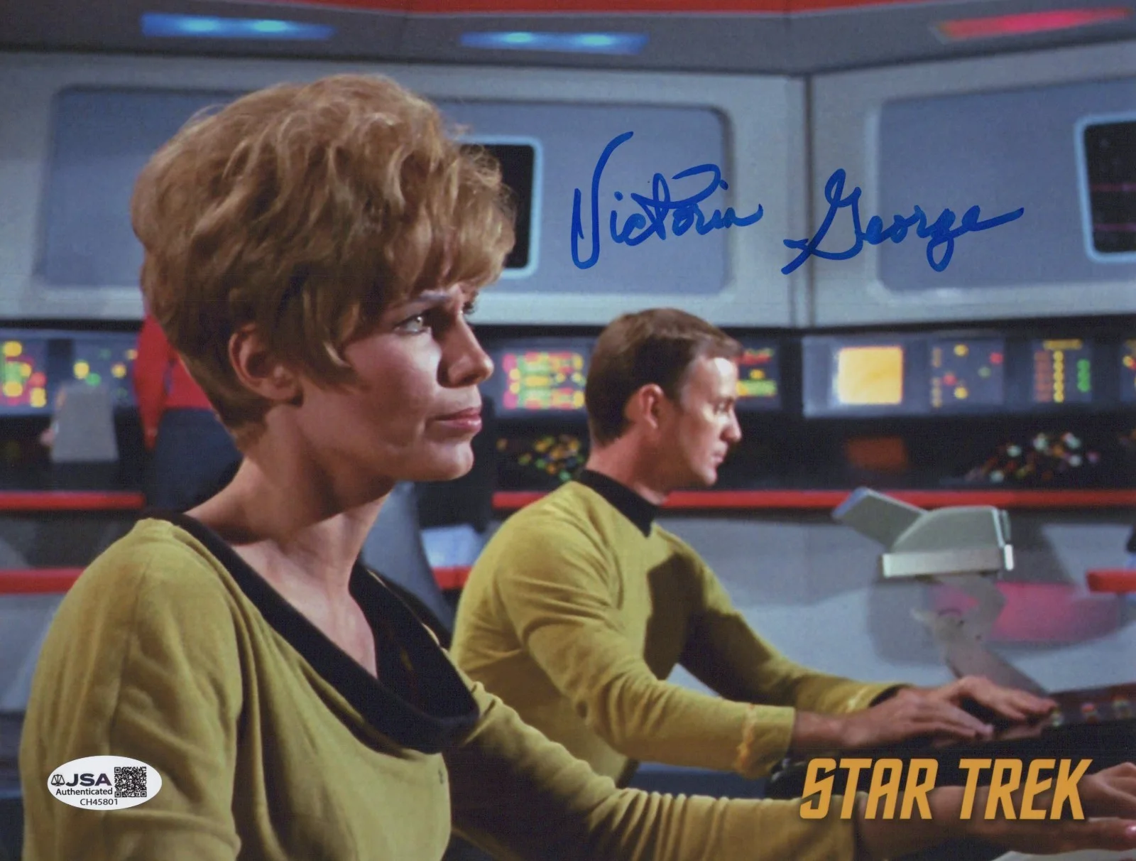 VICTORIA GEORGE — VICTORIA GEORGE Signed STAR TREK 8x10 Photo ENSIGN JANA Autograph JSA COA CERT