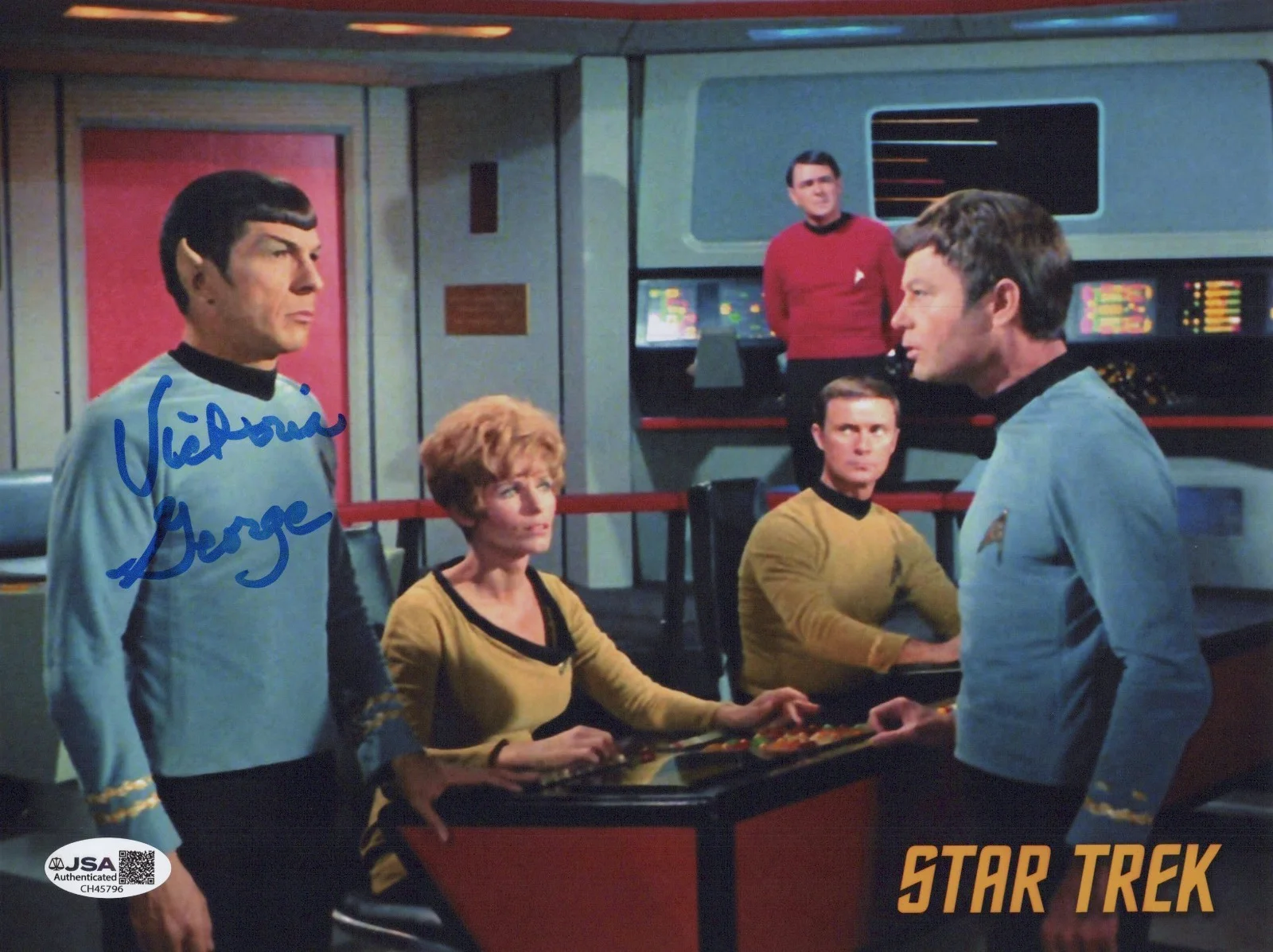 VICTORIA GEORGE — VICTORIA GEORGE Signed STAR TREK 8x10 Photo ENSIGN JANA Autograph JSA COA CERT