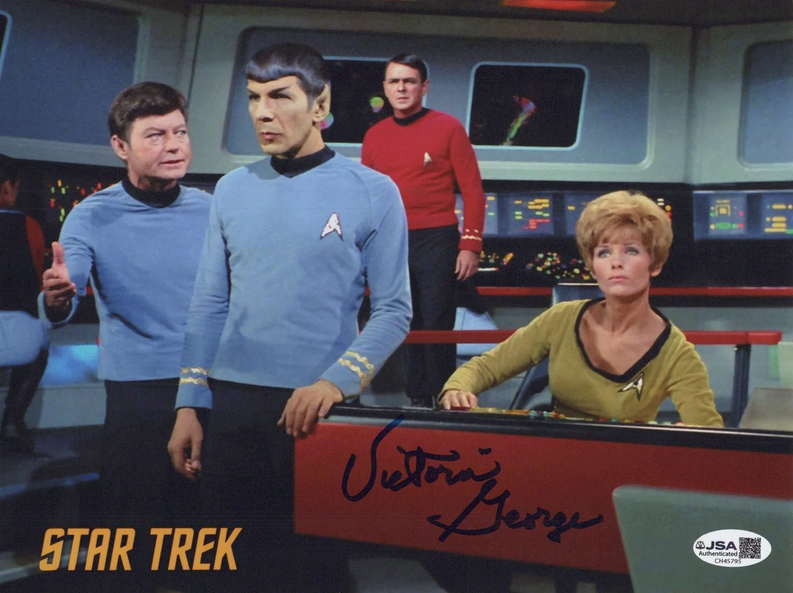 VICTORIA GEORGE — VICTORIA GEORGE Signed STAR TREK 8x10 Photo ENSIGN JANA Autograph JSA COA CERT
