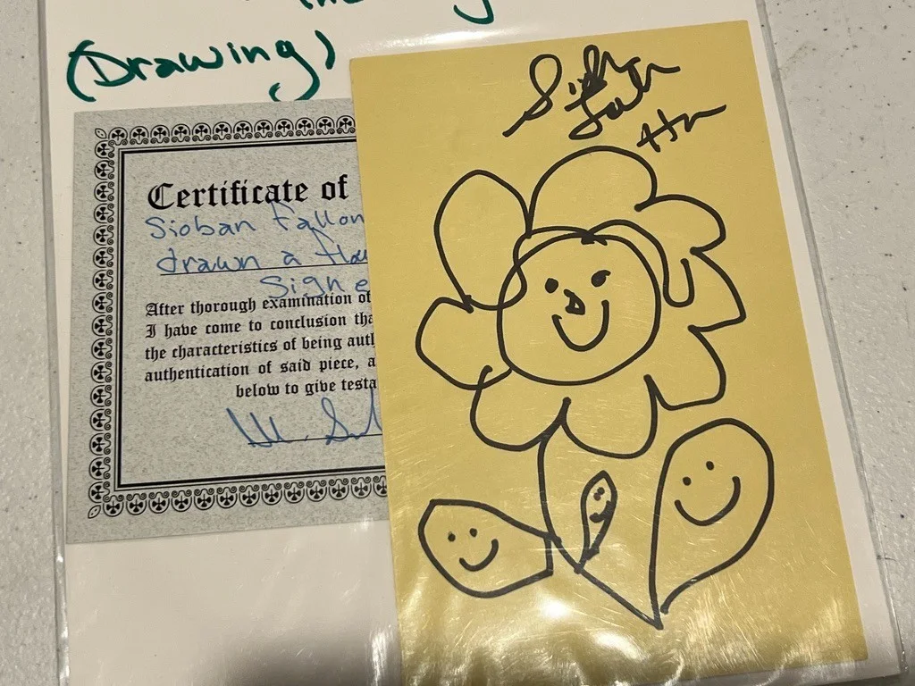 Siobhan Fallon Hogan Hand Signed about 4' x6" with Drawing Index Card Seinfeld, image 4