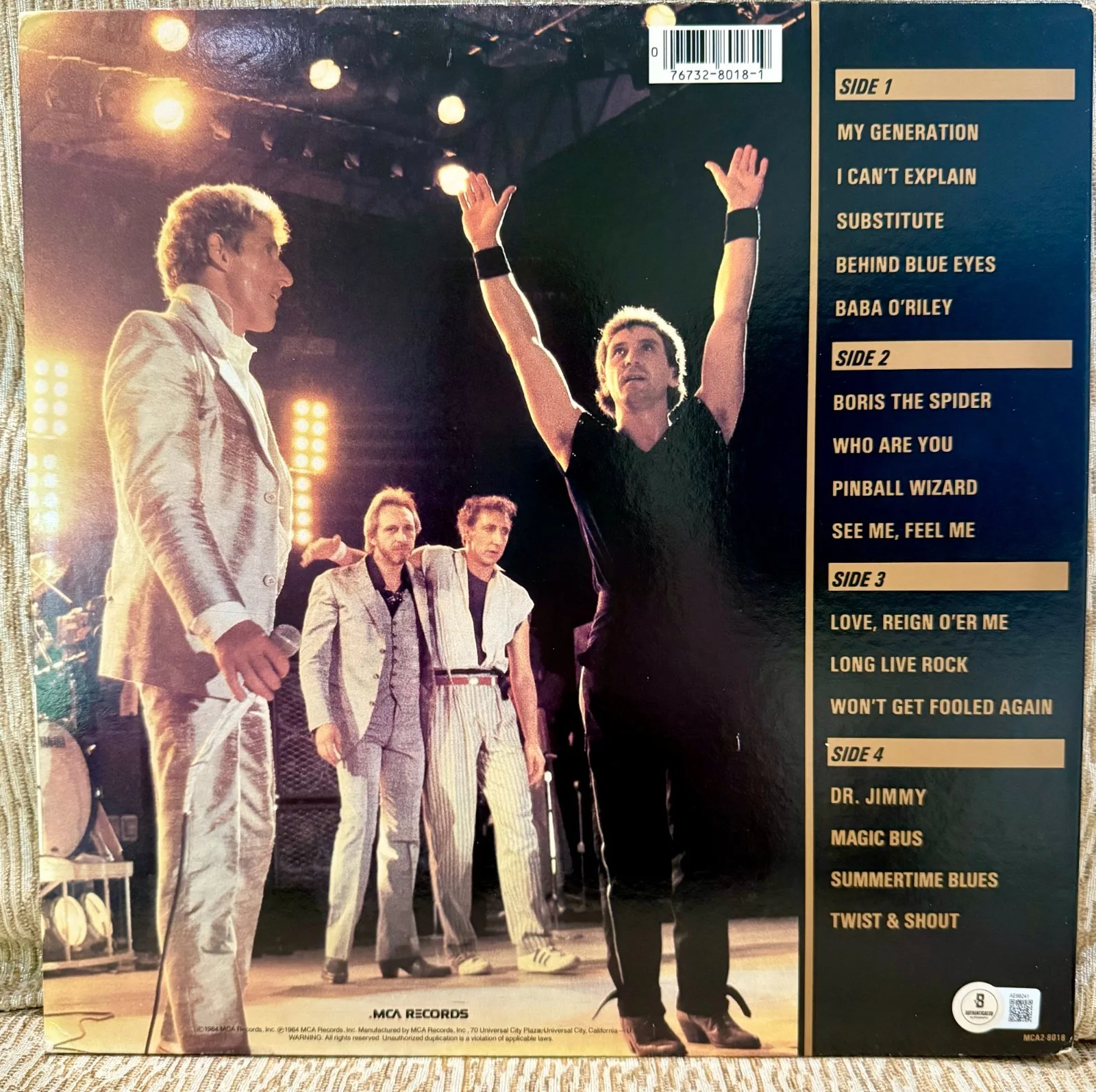 THE WHO SIGNED VINYL ALBUM WHO'S LAST ENTWISTLE, DALTREY TOWNSHEND BECKETT LOA, изображение 2