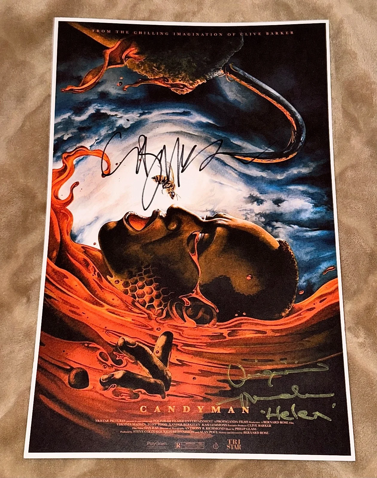 Clive Barker & Virginia Madsen — Clive Barker & Virginia Madsen Signed 11x17 Candyman Poster