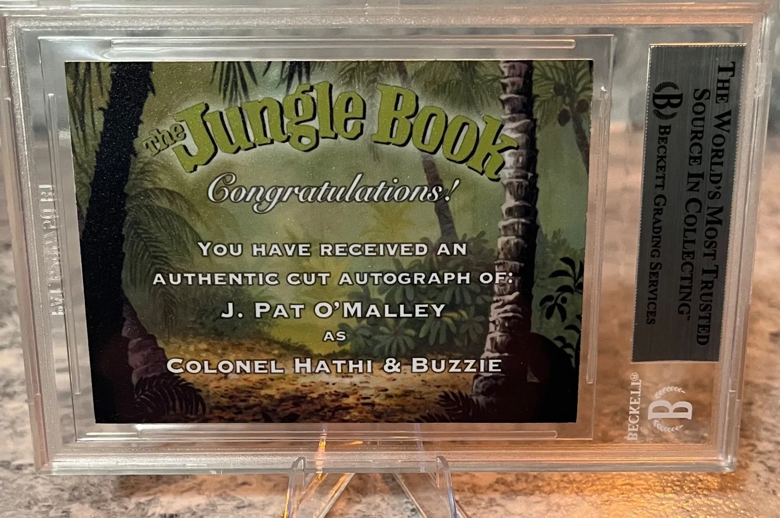 J. PAT O’MALLEY Signed Autograph Jungle Book Hathi Buzzie Card Cut BAS COA, изображение 2
