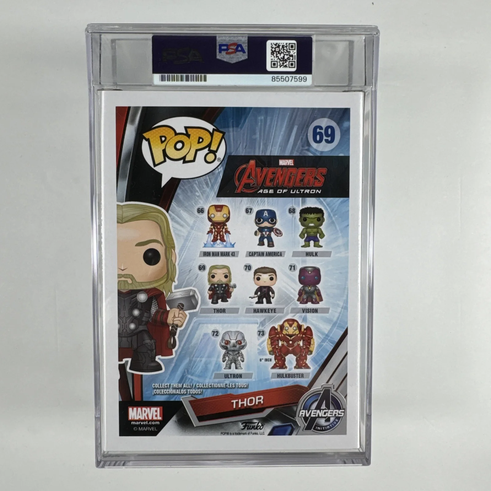Chris Hemsworth Signed Avengers Thor Funko Pop #69 Encap PSA/DNA 10 Gem Mt Auto, image 2