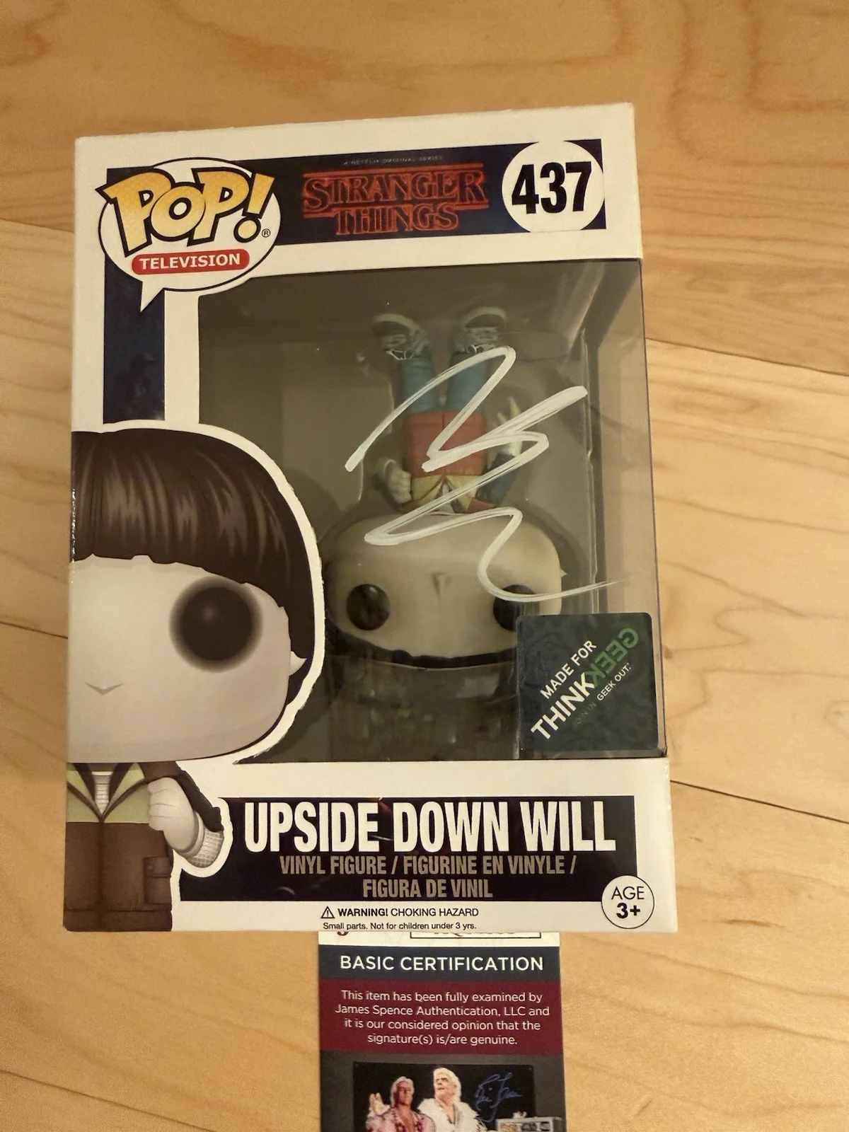 Funko Pop Stranger Things: Upside Down Will #437 (Noah Schnapp Signed) JSA, image 2