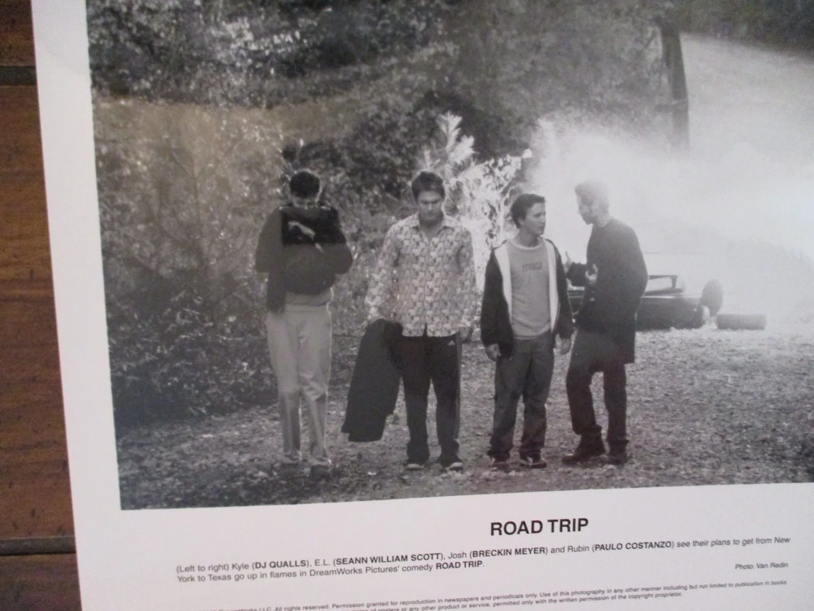 DJ Qualls/Breckin Meyer/Paulo Costanzo(ROAD TRIP)2000 10 x 8 B & W Press Photo, изображение 2