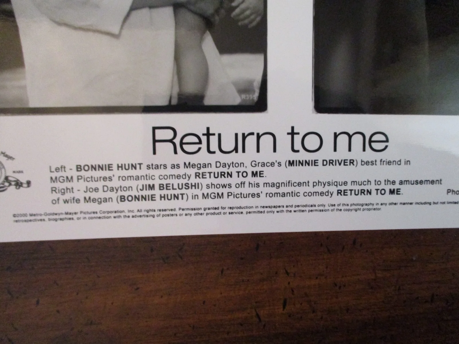 Minnie Driver/Bonnie Hunt/Jim Belushi(RETURN TO ME)2000 10 x 8 B & W Press Photo, изображение 4