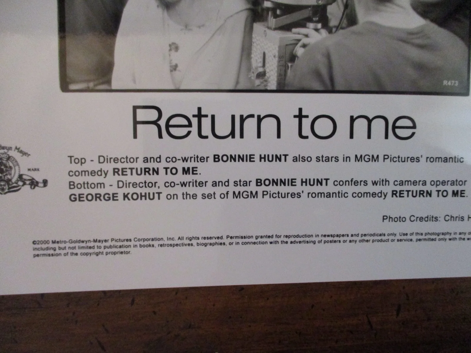 Bonnie Hunt/George Kohut("RETURN TO ME")2000 8 x 10 Black & White Press Photo, изображение 4
