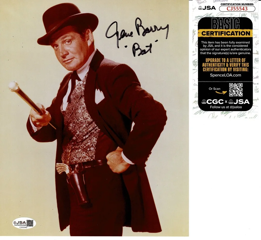 GENE BARRY — GENE BARRY (1919-2009) SIGNED 8X10 PHOTO #2 "BAT MASTERSON" JSA COA