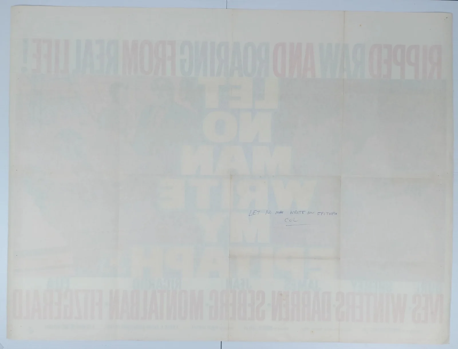 LET NO MAN WRITE MY EPITAPH ORIGINAL UK QUAD FILM POSTER 1960, image 2