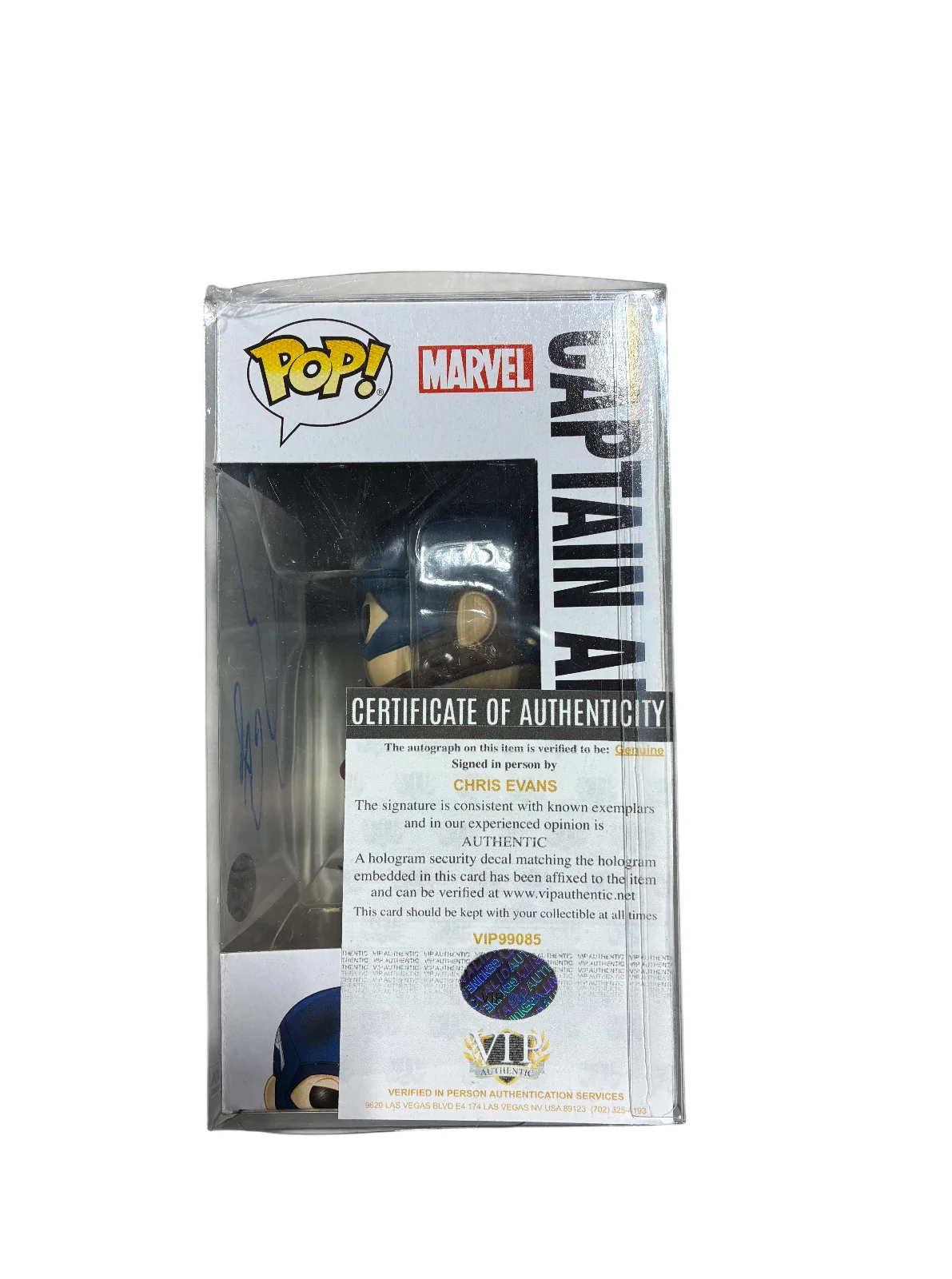Chris Evans — Chris Evans Signed Captain America Funko Pop Avengers autograph Beckett COA, изображение 2