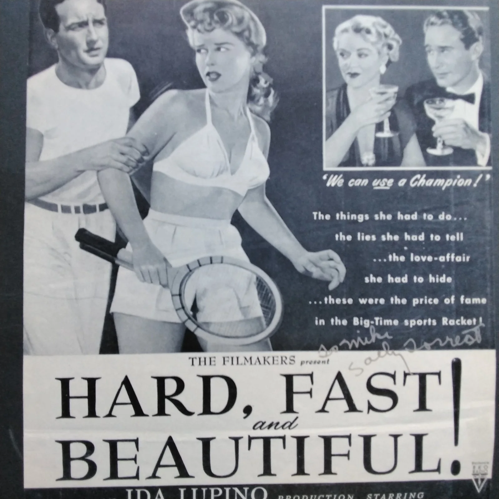 Sally Forrest SIGNED 1951 Movie Ad Hard Fast & Beautiful Claire Trevor Ida Lupin, изображение 3