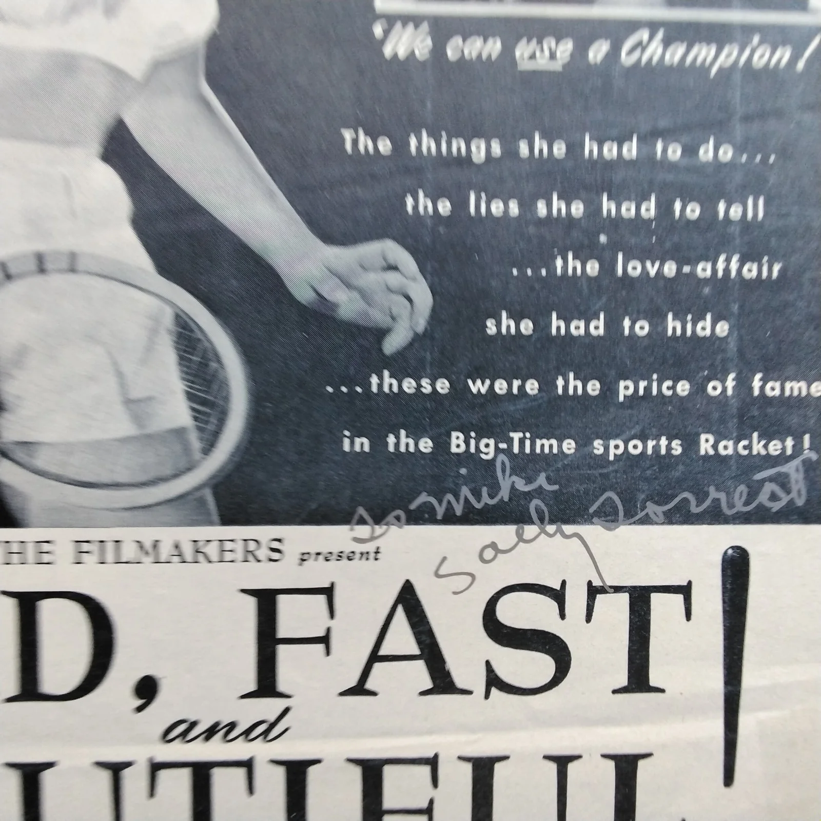Sally Forrest SIGNED 1951 Movie Ad Hard Fast & Beautiful Claire Trevor Ida Lupin, изображение 4