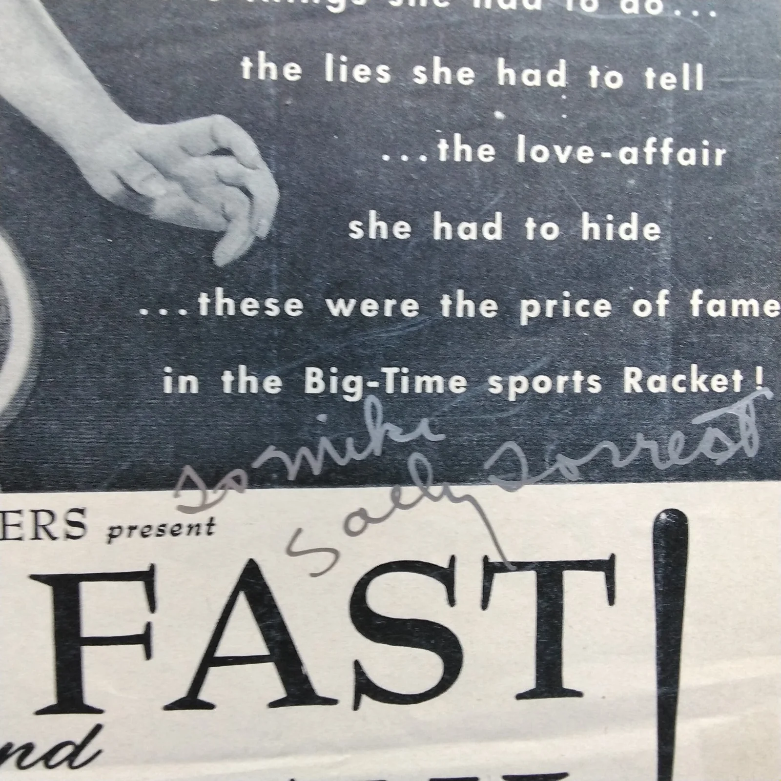 Sally Forrest SIGNED 1951 Movie Ad Hard Fast & Beautiful Claire Trevor Ida Lupin, изображение 5