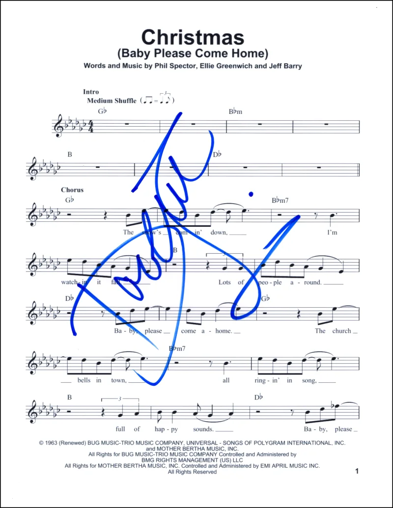 Darlene Love — Darlene Love Signed Autograph He's a Rebel Sheet Music - The Crystals #1 Hit