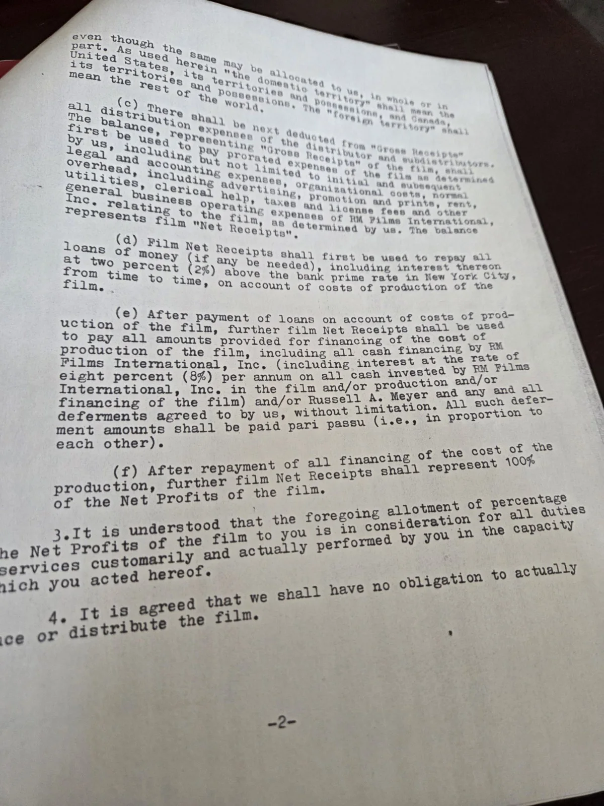 Russ Meyer, Film Director, Original Signature On Movie Document, image 2