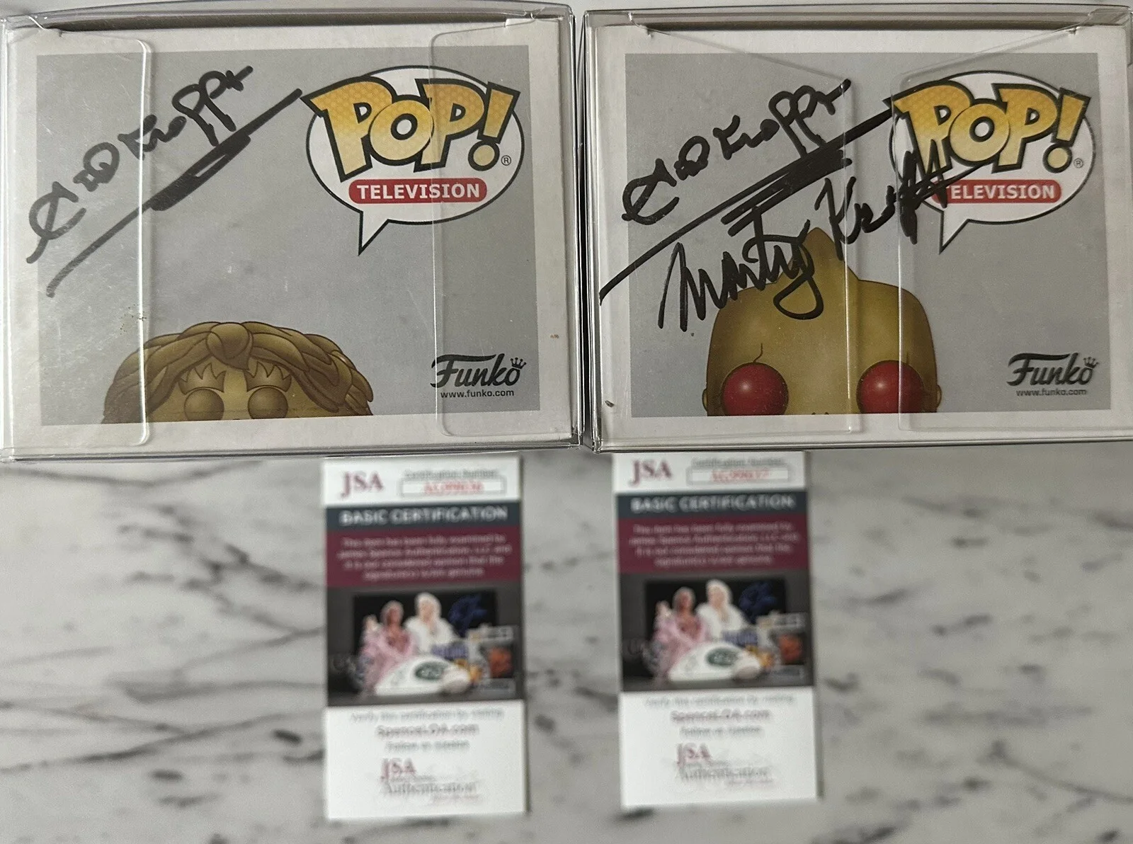 MARTY KROFFT, SID KROFFT — JSA COA SID & MARTY KROFFT Signed Autograph Gold H.R. PUFNSTUF & Sleestak FUNKO, image 2