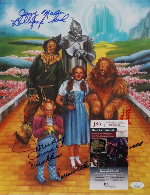 The Wizard of Oz 11x14 Photo - Cast Signed (3) Micky Carrol, Maren , Solver JSA, изображение 2