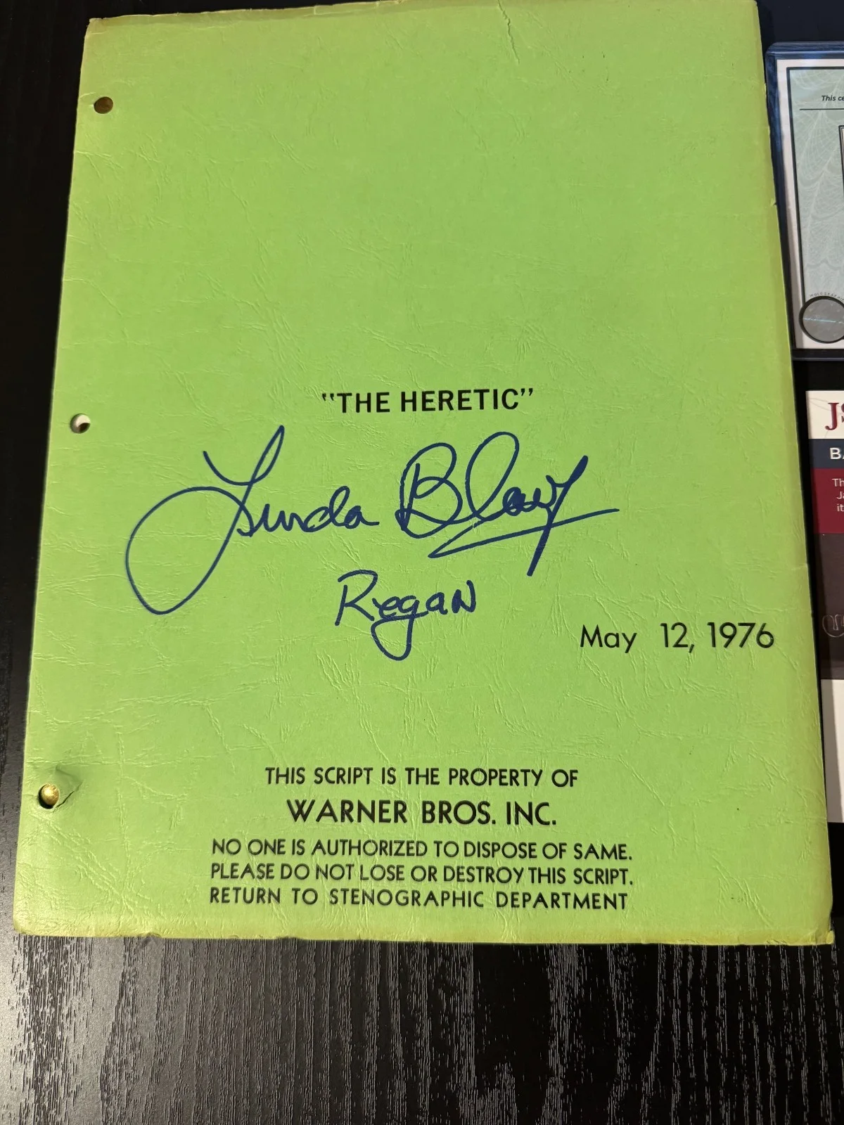 Linda Blair Autographed Exorcist II The Heretic Original Script ALTERNATE ENDING, image 2