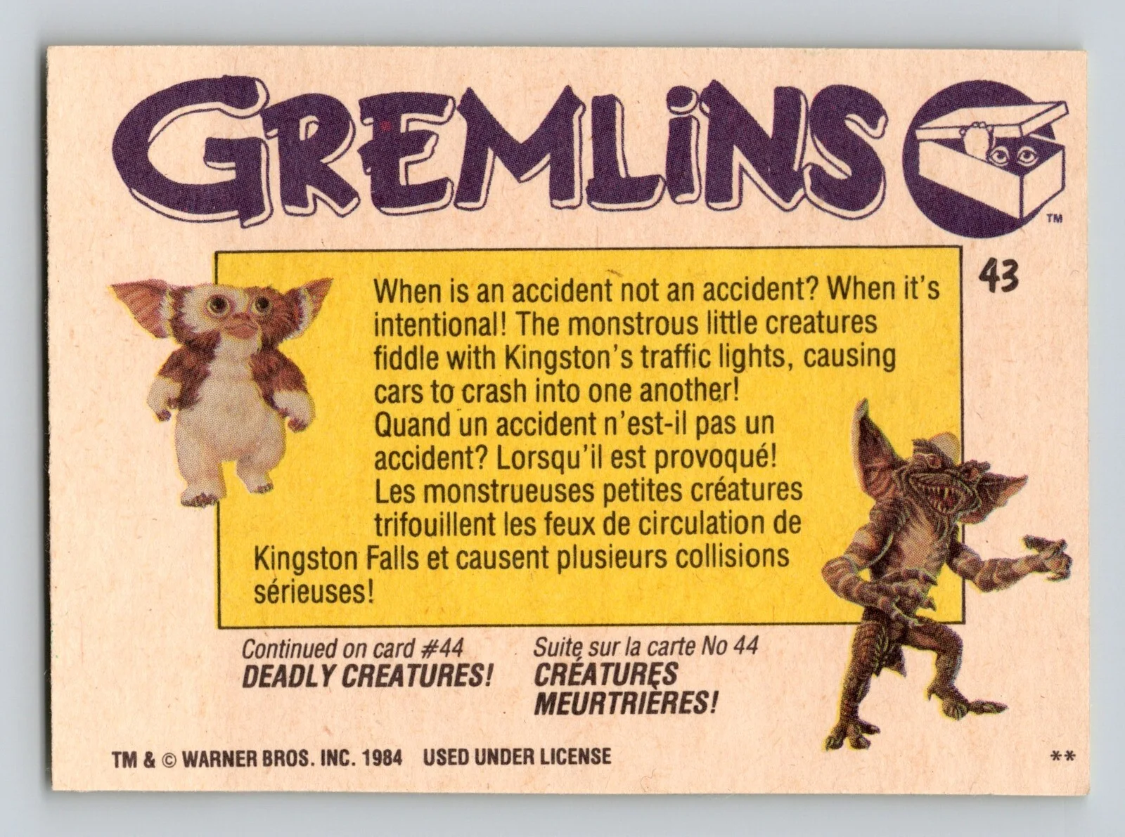 Joe Dante — Joe Dante Authentic Autographed Signed 1984 Gremlins O-Pee-Chee Card #43, image 2