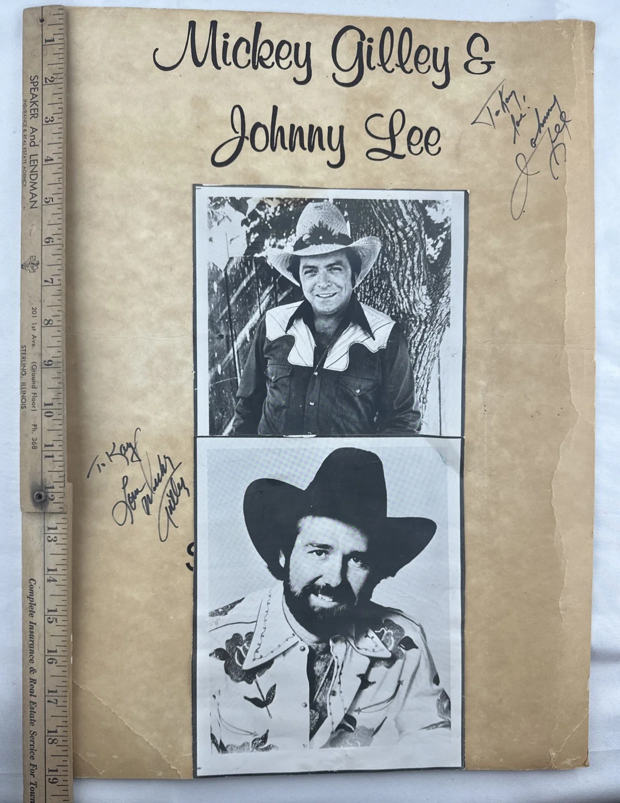 Mickey Gilley Johnny Lee Autographed Poster ~19 X 14” Cowboy READ, изображение 5