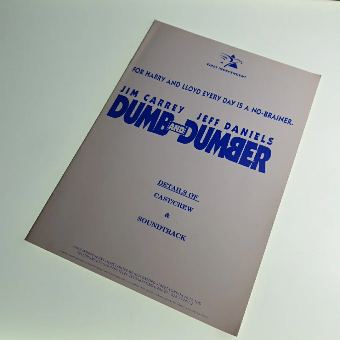 Dumb and Dumber Production Info Cast & Crew Press Release Paperback Book, изображение 2