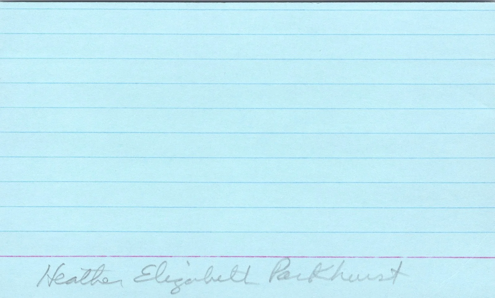 Heather Elizabeth Parkhurst — Heather Elizabeth Parkhurst Signed 3x5 Index Card Sherman Oaks Autographed, изображение 2