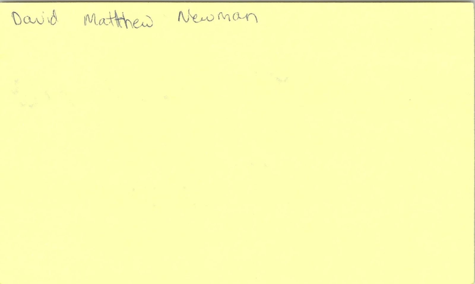 David Matthew Newman — David Matthew Newman Signed 3x5 Index Card Autographed, image 2