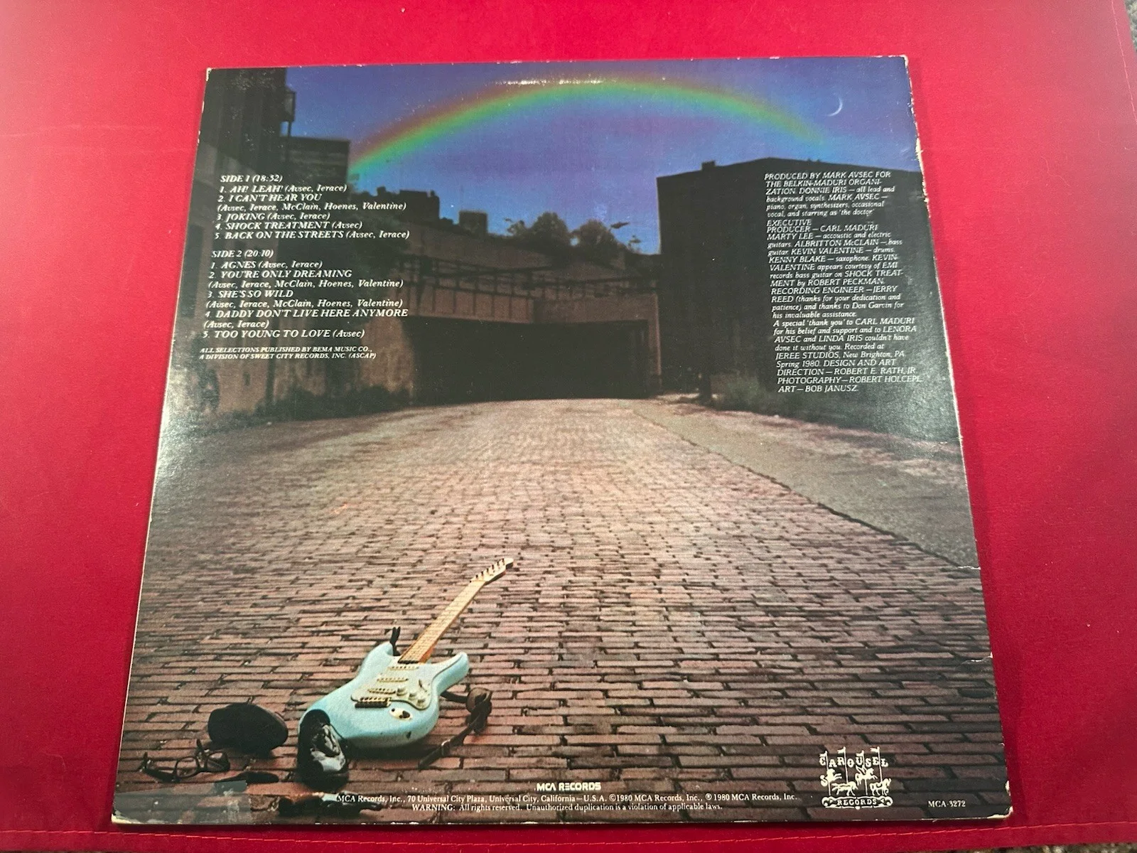 Donny Iris Autographed X2 Vinyl Back On The Streets Mark Avsec 1980. Vintage, image 4