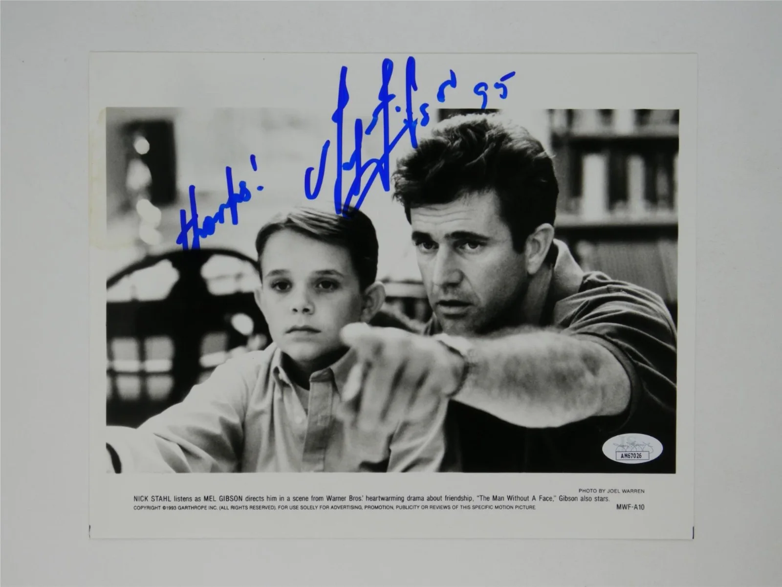 Mel Gibson — Mel Gibson Signed 8x10 B&W Photo The Man Without A Face Autographed JSA COA, изображение 2
