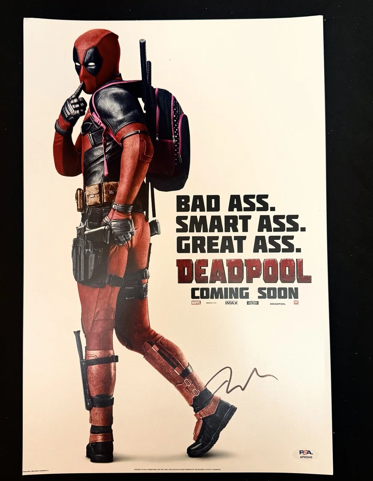 Ryan Reynolds — RYAN REYNOLDS SIGNED DEADPOOL 12x18 MOVIE POSTER PSA COA MARVEL AUTOGRAPH