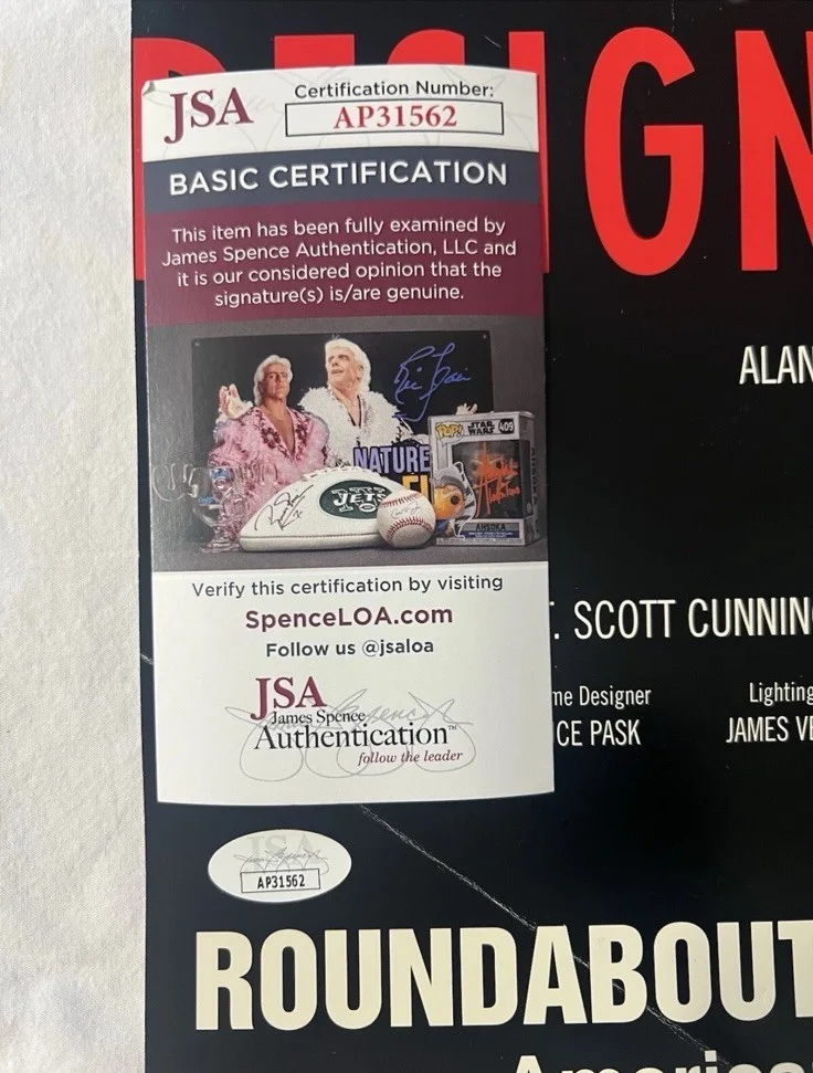 Alan Cumming, Jennifer Ehle, Dominic West — Alan Cumming, Jennifer Ehle & West Signed Auto 'DESIGN FOR LIVING' 22x14 JSA COA, image 2