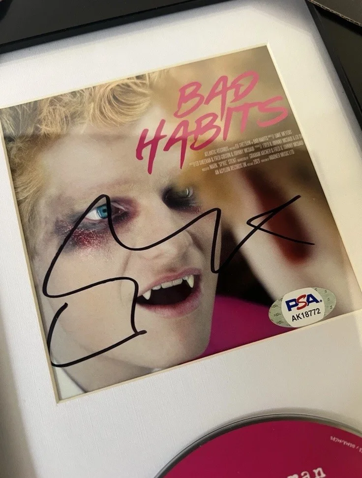 Ed Sheeran 'Bad Habits' Signed Autographed CD Booklet Music Album Framed PSA COA, image 4