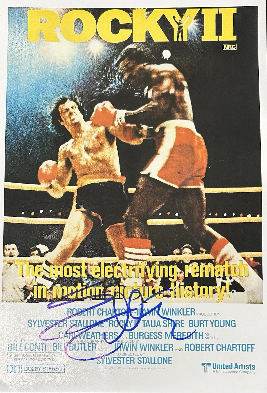 Sylvester Stallone — Sylvester Stallone Signed Poster Rocky II Movie Stallone Autograph Poster Proof