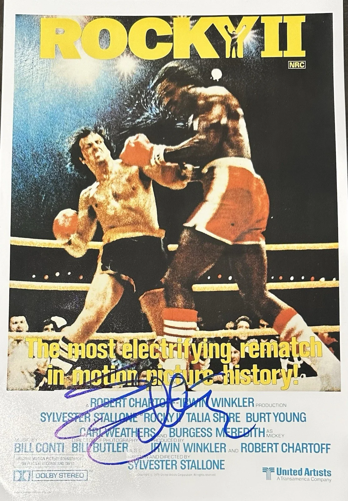 Sylvester Stallone — Sylvester Stallone Signed Poster Rocky II Movie Stallone Autograph Poster Proof, image 4